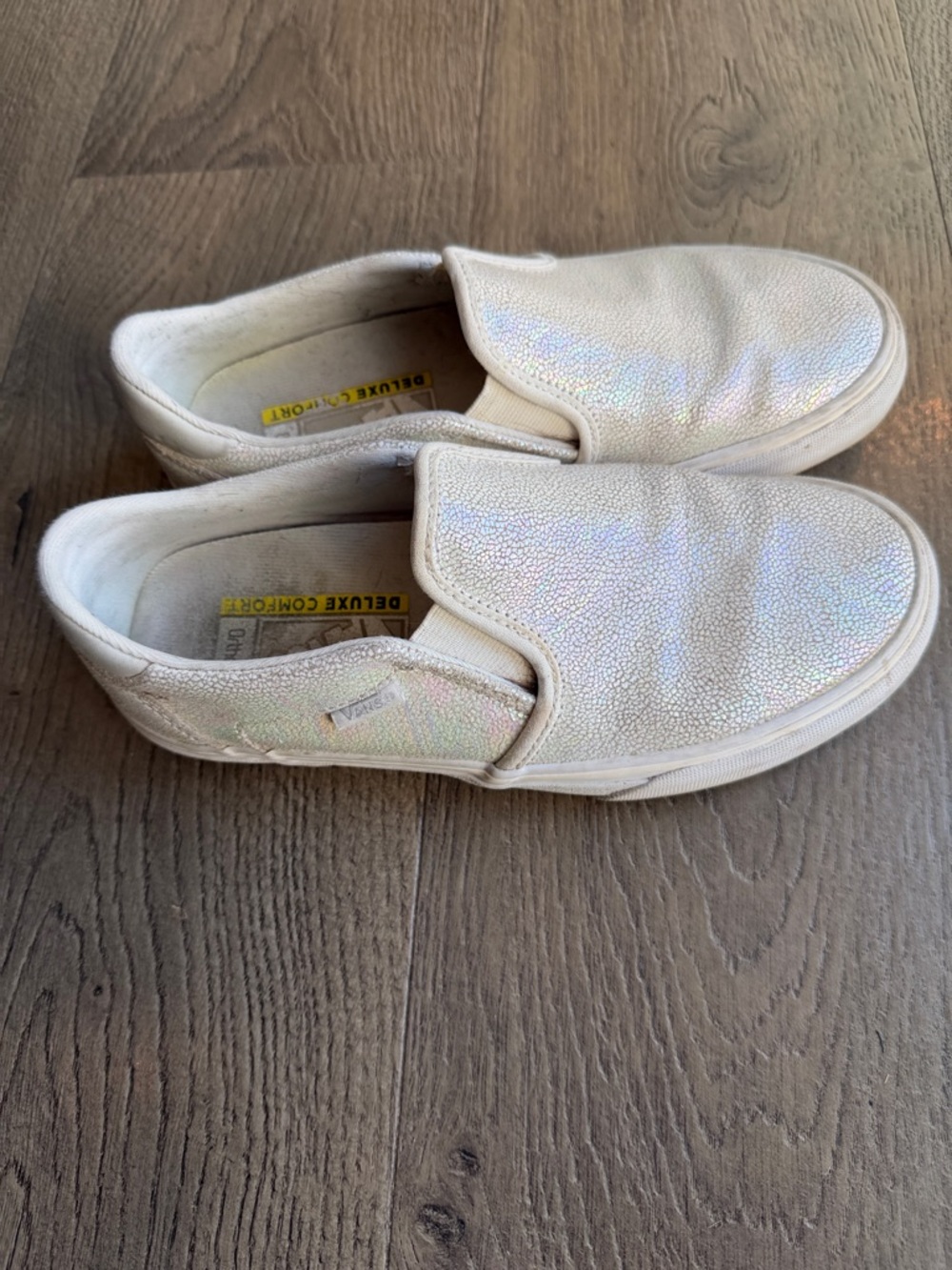 Vans Slip-On Iridescent Pearl White Sneakers